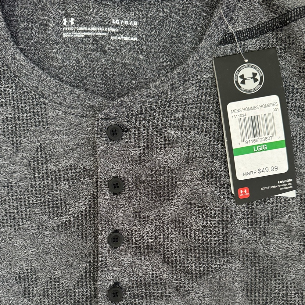 Under Armour Men's Charcoal Three-Quarter Sleeve Henley - Picture 3 of 4